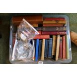 Box of assorted Books and a collection of coins