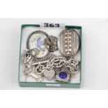 Collection of assorted 19thC and Later Silver jewellery inc. Silver Locket, RAF Sweetheart brooch