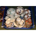 Large Tray of assorted Ceramics inc. Crown Staffordshire Kowloon, Masons etc