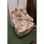 20thC Buttonback low elbow chair