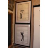 D J Byrne 2 Framed Prints of Nick Faldo and Severiano Ballesteros Limited Edition