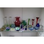 Collection of assorted Coloured glassware inc. Whitefriars, Murano vase, Pair of SIlver rimmed vases