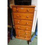 Modern Pine Chest of 6 Drawers with turned handles