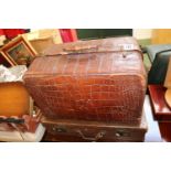 Crocodile Skin Leather ravelling case with brass fittings and another travelling case