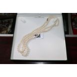 Long Ladies Freshwater Pearl Necklace with 9ct Gold Clasp
