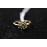 18ct Emerald & Diamond Ring Size M. 3.6g total weight