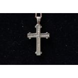 Ladies 9ct Gold Diamond set Cross and chain 5.4g total weight