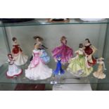 Collection of 9 Royal Doulton figurines inc. Summer Ball, Elizabeth etc