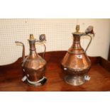 2 Persian Copper Kettles with later lamp conversions