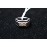 Gents 9ct White Gold Diamond set Signet ring Size T 10g total weight
