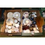 2 Boxes of assorted English and European ceramics inc. Tea ware, Studio pottery etc