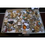 2 Trays of assorted Costume Brooches