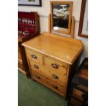Early 20thC Dressing table of 2 over 2 drawers with metal cup handles