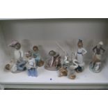 Collection of Seven Nao Figures inc. Children at Play, Storks etc