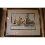 R H Bolton signed watercolour of Brampton Mill dated 1980