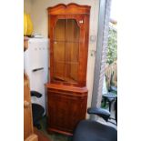 Walnut Glazed Corner Cabinet