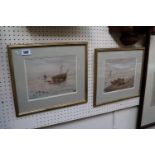 Pair of Framed Watercolours depicting Maritime scenes signed A Hulk