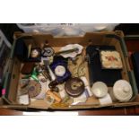 Box of assorted collectables inc. Salter Scales, Tape Measure etc