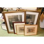 Pair of Large Framed Canine prints and 2 Fox Hunting prints