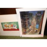 Peter Ellenshaw 'Times Square, New York' and Georgia Ducco What a Find! Signed Print