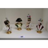 Collection of 4 Rudolf Kammer of Germany Busts to include Eugene, Napoleon, Tunot & Murat