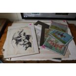 Folio of assorted renaissance ink sketch, Nude life studies etc