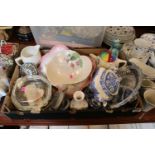Box of assorted ceramics inc. Crown Devon, Runtons etc