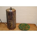 Studio Pottery Prismatic shaped lamp base with Christian cross decoration and Tito Obeda green