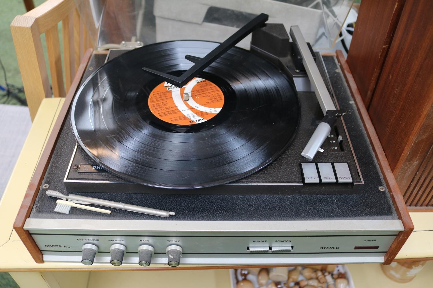 Phillips Boots Audio Stereo record Turntable with speakers and assorted Vintage Audio equipment - Image 2 of 2