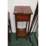 Edwardian sewing table with gallery to under tier and fitted interior
