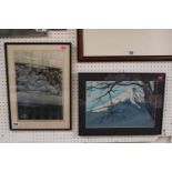 2 Japanese Prints Nikkos Three monkeys dated 1963 37 of 200 and a Print of Mount Fuji