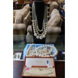 Collection of assorted Faux pearl necklaces (Bust not included)