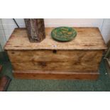 Antique Pine Tool chest with metal escutcheon