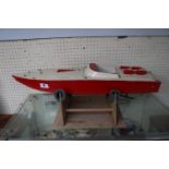 Handmade Model speedboat on ply support