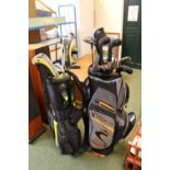 2 Golf bags with assorted Clubs inc Cleveland CBX, Cobra, Odyssey etc