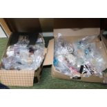 2 Boxes of assorted Costume jewellery inc. Necklaces, Brooches, bangles etc