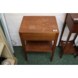 Mid Century Teak bedside table with single drawer on tapering legs