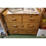 19thC Pine chest of 2 over 2 drawers