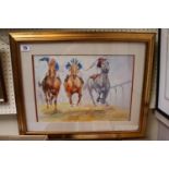 Framed Signed Print of Horse Racing by Jaqui Jones