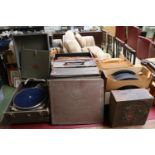 Collection of assorted Records and a Meritone portable record player