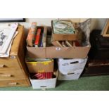 5 Boxes of assorted Antiquarian and Children's books and a collection of Cigarette and Tea Cards