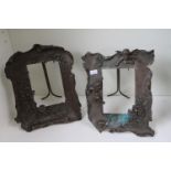 Pair of Early 20thC Bronzed Cherub and floral decorated picture frames