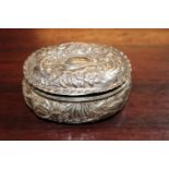 Oval Silver embossed lidded jewellery box Birmingham 1896 55g total weight