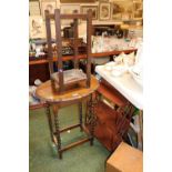 Oak Oval side table, Stick Stand and a Pieced bookshelf