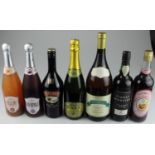 Seven bottles of wine & other drinks: Bellini Peach 75cl; Kir Royale 75cl; Baileys 75cl; Brut Cava