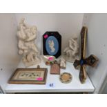 Collection of Grand Tour related ceramics and collectables inc. Hercules & Antaeus wrestling,