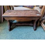 19thC Oak pegged trestle stool