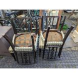 Set of 4 19thC Mahogany framed dining chairs with upholstered seats