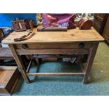 Georgian Pine Drop leaf kitchen table with single drawer and straight supports