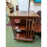 Edwardian Inlaid slatted revolving book stand